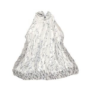 Elena Baldi White Tie-Halter Top Made Italy Sheer Floaty Silk Blouse L Ethereal